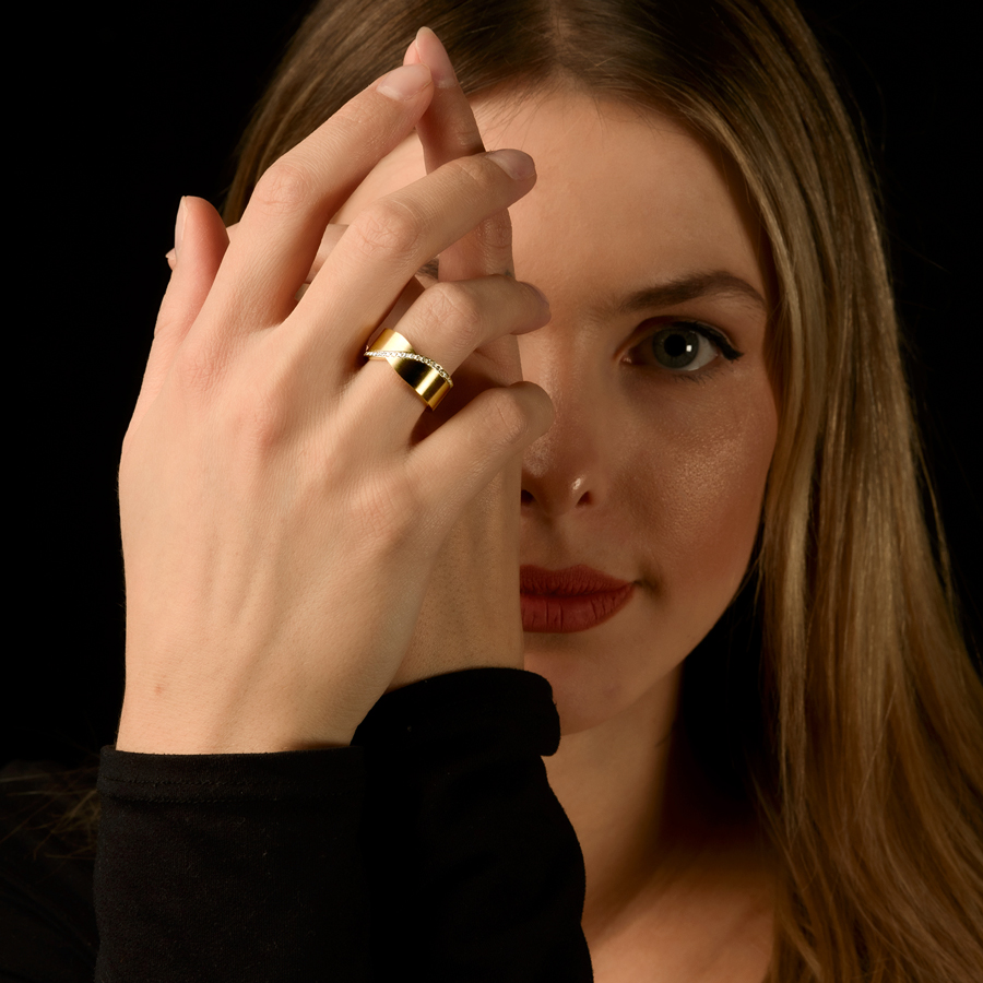 R771 Edelstahl Ring mit Zirkonia